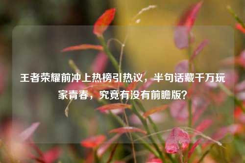 王者荣耀前冲上热榜引热议，半句话藏千万玩家青春，究竟有没有前瞻版？