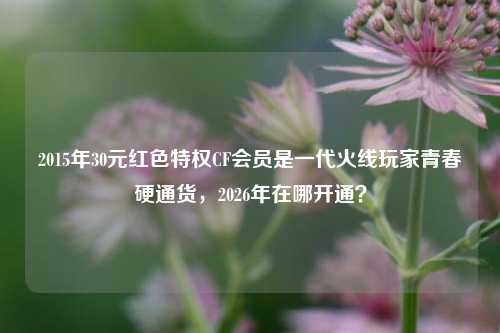 2015年30元红色特权CF会员是一代火线玩家青春硬通货，2026年在哪开通？