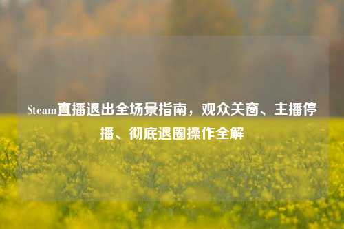 Steam直播退出全场景指南，观众关窗、主播停播、彻底退圈操作全解