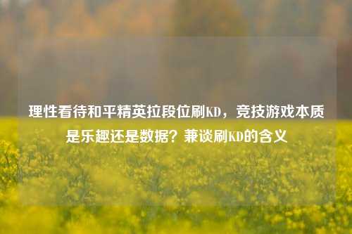 理性看待和平精英拉段位刷KD，竞技游戏本质是乐趣还是数据？兼谈刷KD的含义