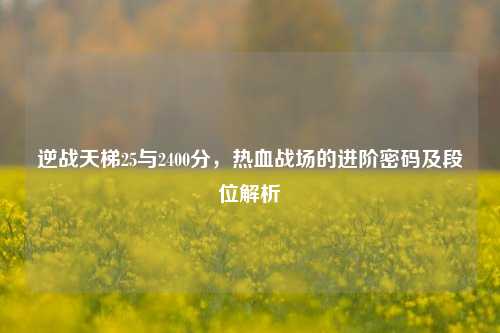逆战天梯25与2400分，热血战场的进阶密码及段位解析