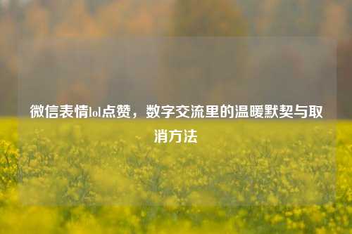 微信表情lol点赞，数字交流里的温暖默契与取消方法