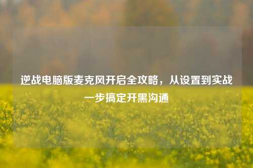 逆战电脑版麦克风开启全攻略，从设置到实战一步搞定开黑沟通