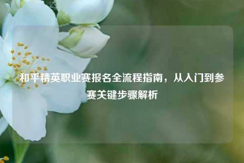 和平精英职业赛报名全流程指南，从入门到参赛关键步骤解析