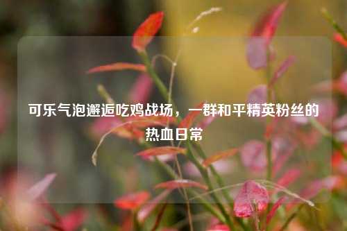 可乐气泡邂逅吃鸡战场，一群和平精英粉丝的热血日常