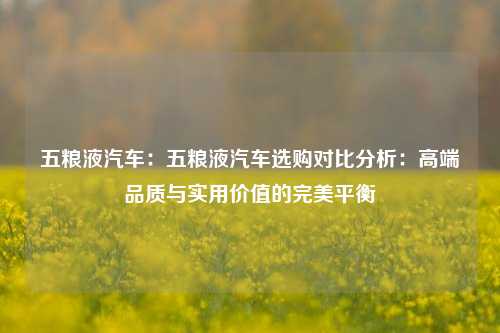 五粮液汽车:五粮液汽车选购对比分析:高端品质与实用价值的完美平衡