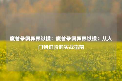 魔兽争霸异界纵横：魔兽争霸异界纵横：从入门到进阶的实战指南